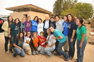 President Shimon Peres meets young adults from Israel, England and the US participating in Kibbutz Lotan's training and volunteering programs.&nbsp;The college students have completed the Peace, Justice & Environment College Semester program and the Israeli's have joined the community for a year-of-service before their induction to the IDF.